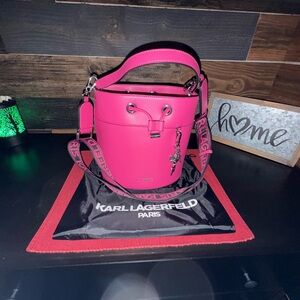 Karl Lagerfeld Adele Medium Pink Bucket Bag